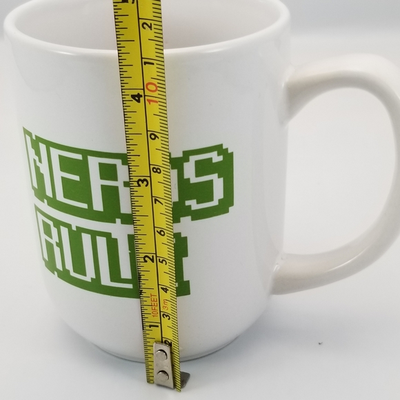 Royal Norfolk Nerds Rule Printed Novelty Ceramic Coffee Mug White and Green - Picture 8 of 8
